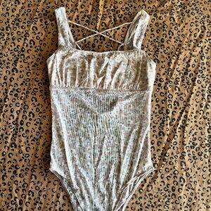 Hollister Pink Floral Mesh Bodysuit